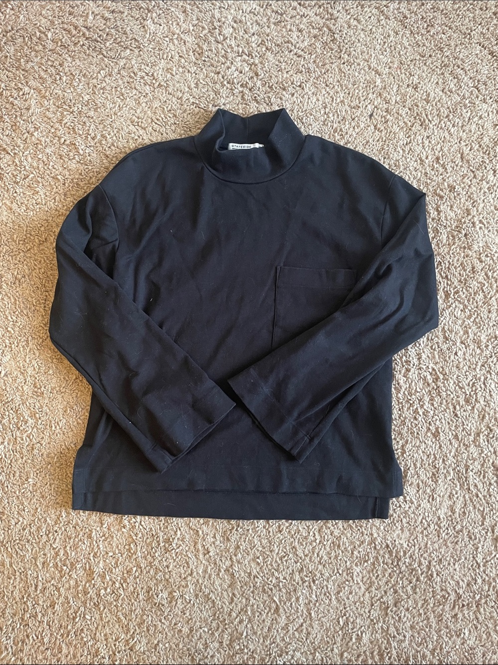 Stateside Black Long Sleeve Mock Neck Tee